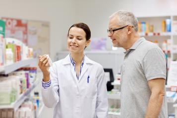 Person listening to Pharmacist 